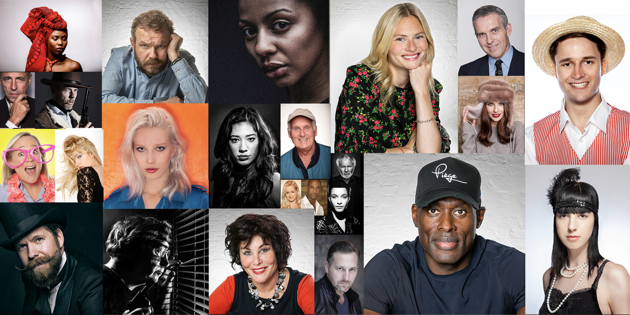 A wide composite of actor headshots - the kind of images CastReady works with